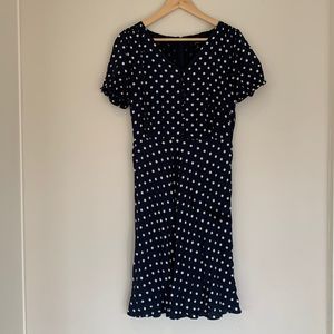 Jcrew navy polka dot dress